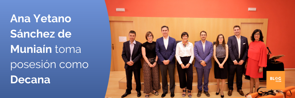 Cabecera Blog. Título de la entrada y miembros del equipo de dirección de la Facultad.